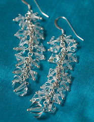 Long Crystal Cluster Earrings